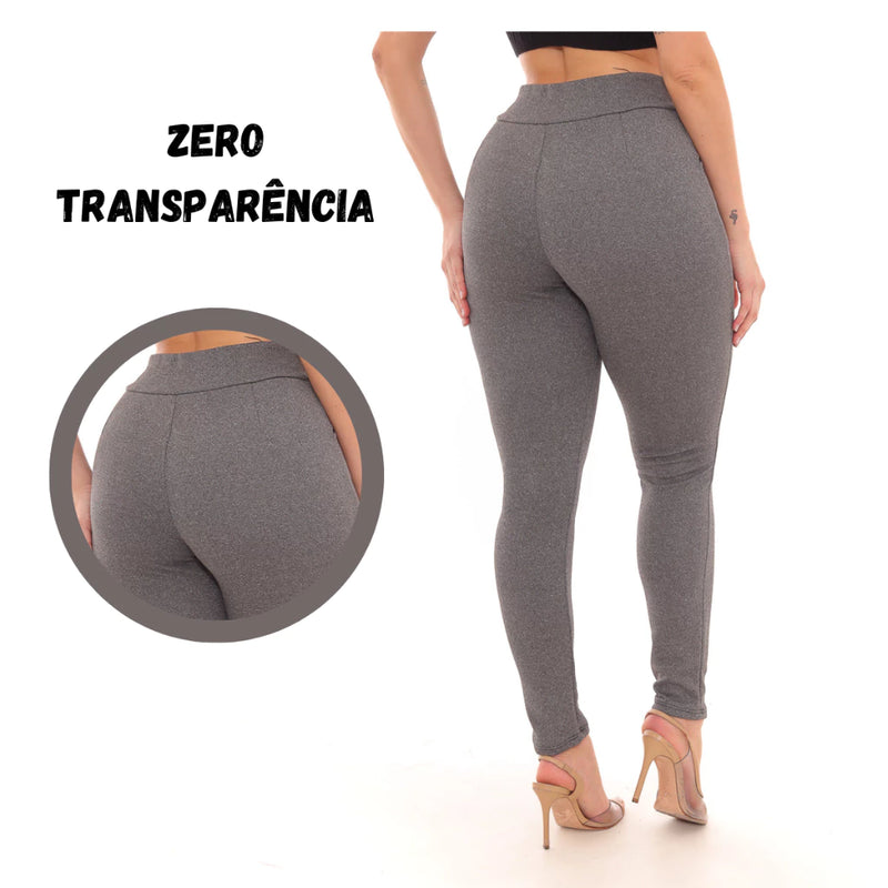 Calça Com Cinto Forrado Fake Malha Crepe Cintura Alta estilo social