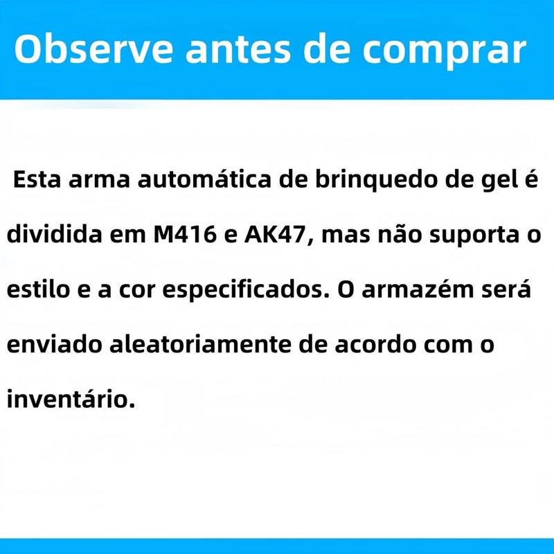 Metralhadora Automática De Gel M416/AK Arma De Bolinha Elétrica LANÇAMENTO 2024